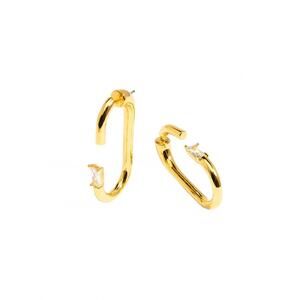 NEW RHO women's deconstructed crystal link hoop earring in gold